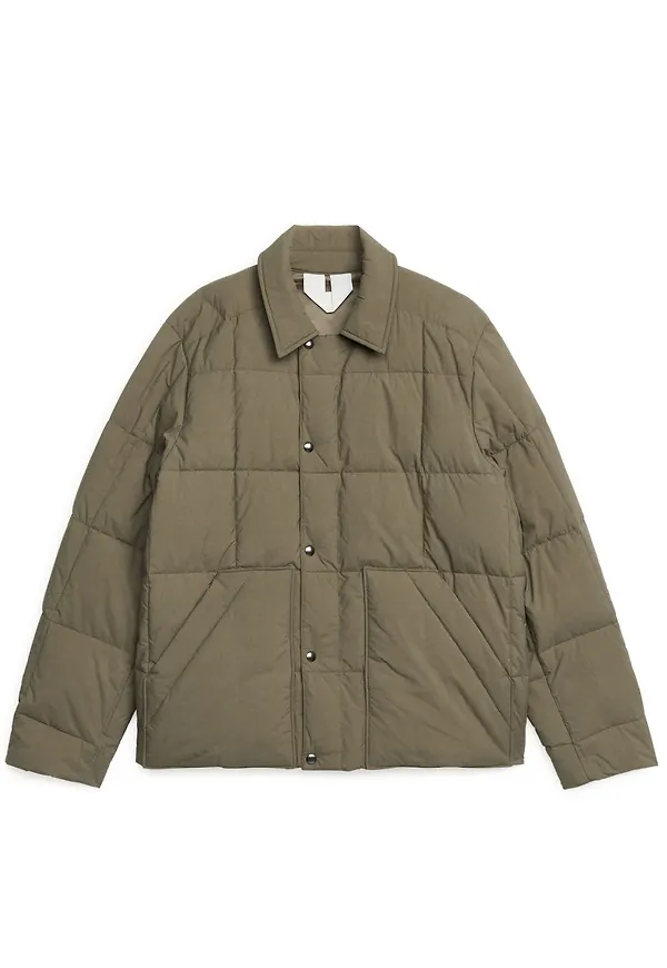 Square-Quilted Jacket - Green