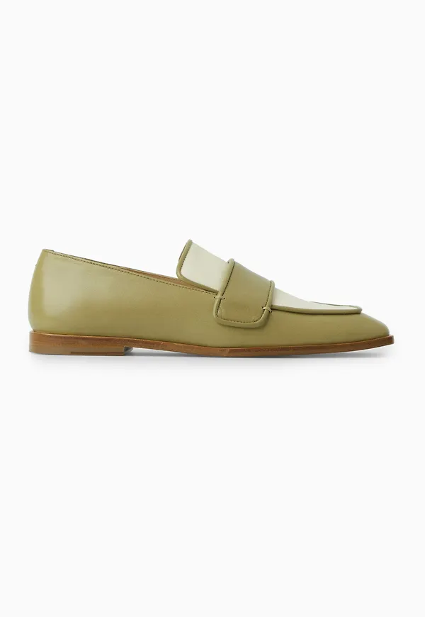 SQUARE-TOE LEATHER LOAFERS