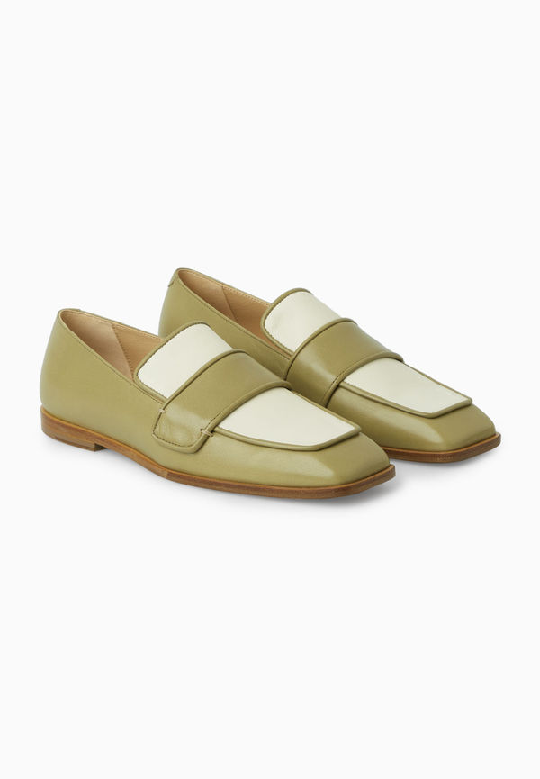 SQUARE-TOE LEATHER LOAFERS