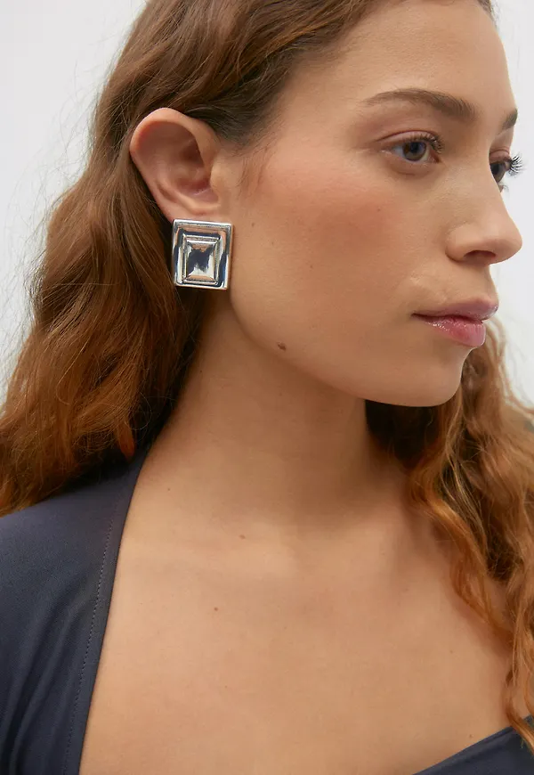 Gina Tricot - Square earrings - örhängen - Silver - ONESIZE - Dam