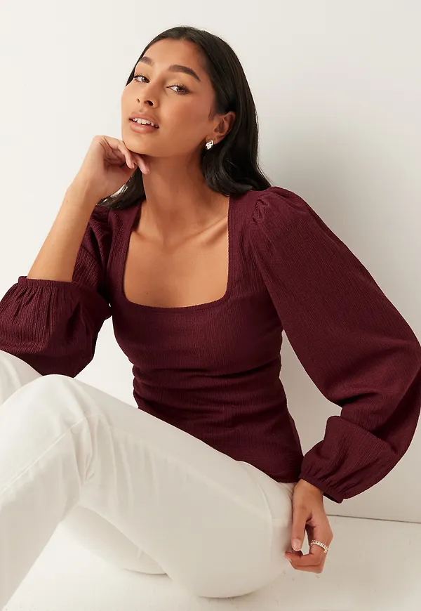 Square Neck Balloon Sleeve Top