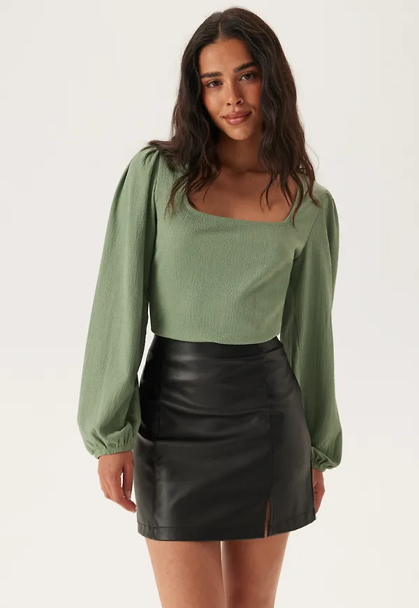 Square Neck Balloon Sleeve Top