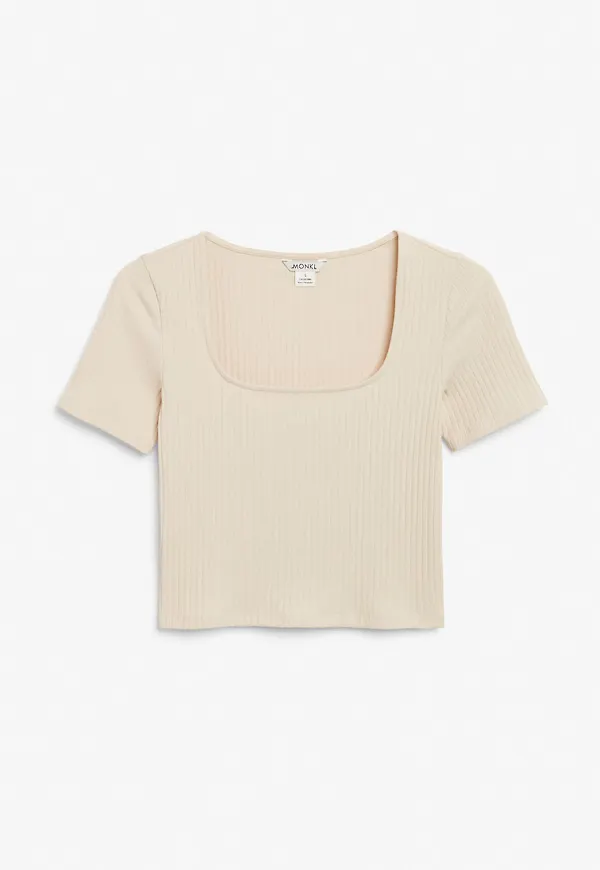 Square neck crop top - Beige