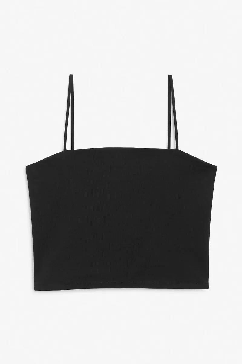 Square neck crop top - Black