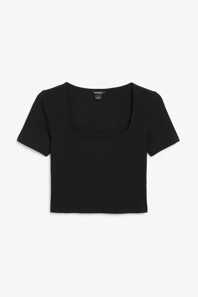 Square neck crop top - Black
