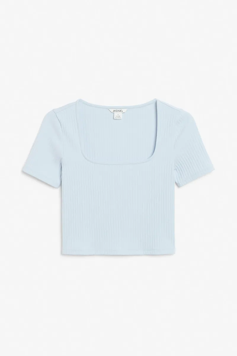 Square neck crop top - Blue