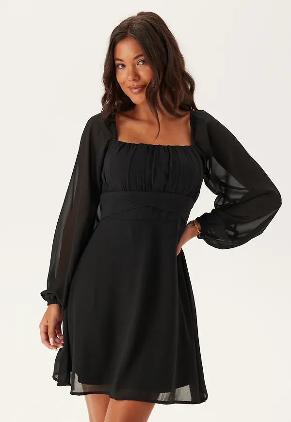Square Neck L/S Georgette Dress