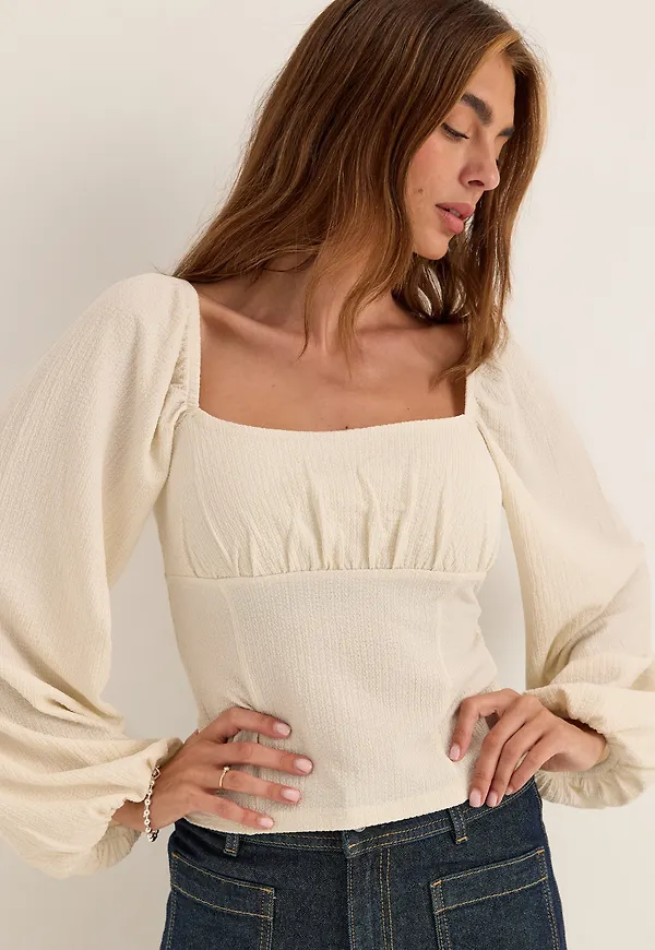 Square Neck Long Sleeve Top