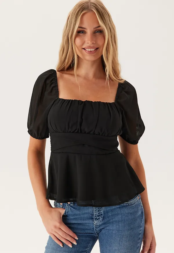 Square Neck S/S Georgette Blouse