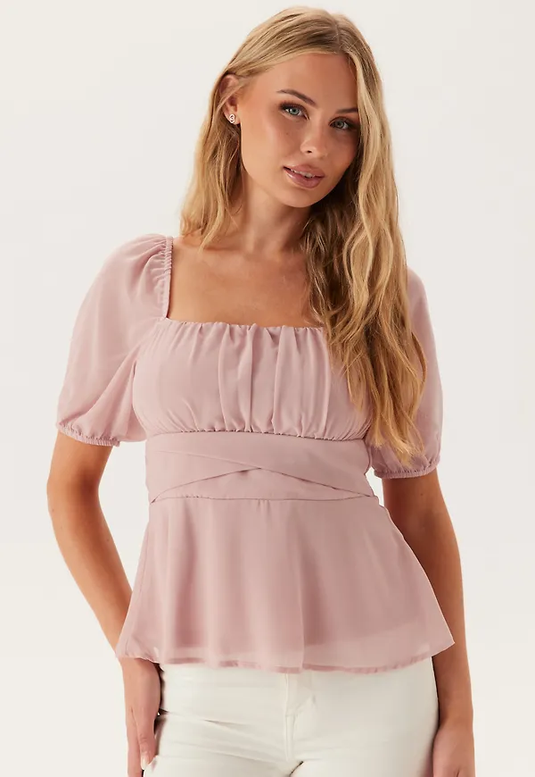 Square Neck S/S Georgette Blouse