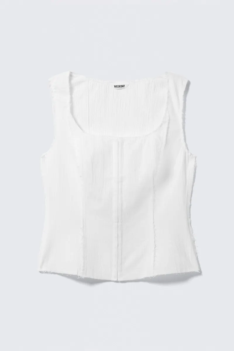 Square Neck Twill Corset Top