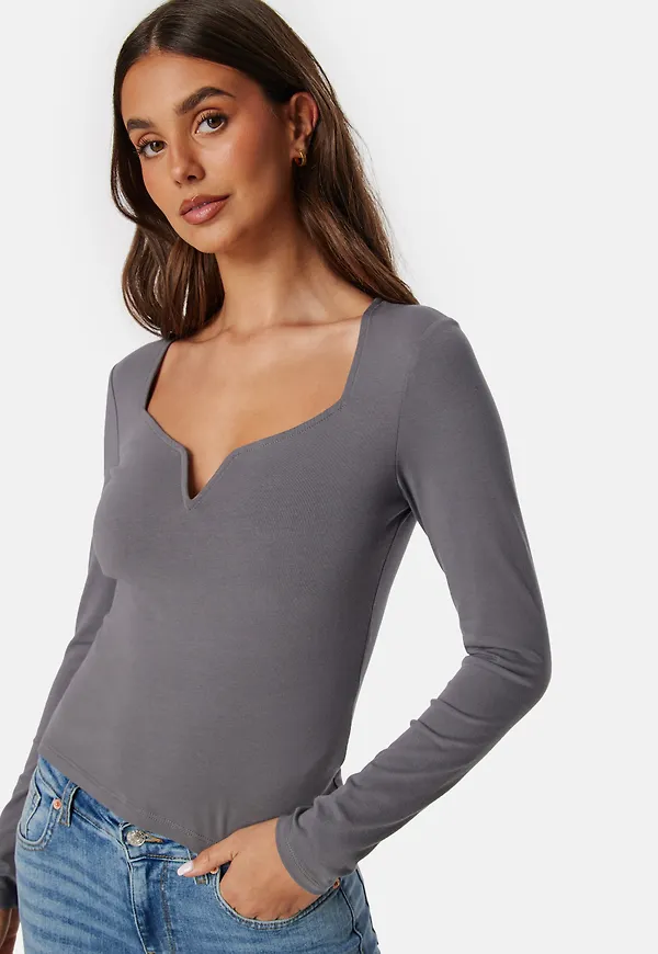 Square V-neck Long Sleeve Top