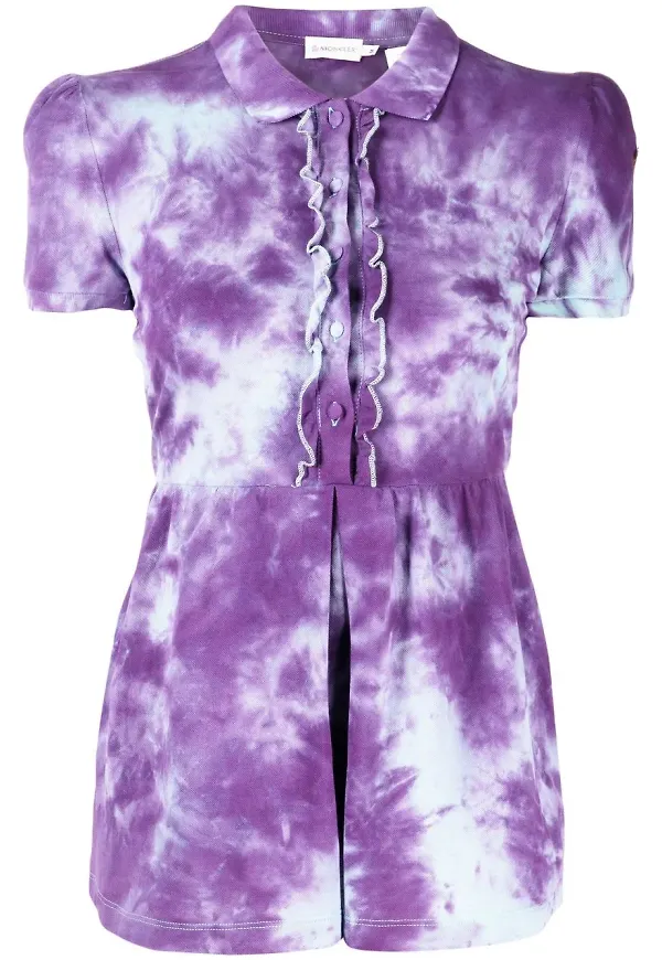 Stain Shade batikmönstrad pikétröja med peplum - Lila