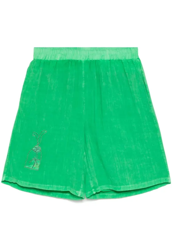Stain Shade shorts med brodyr - Grön
