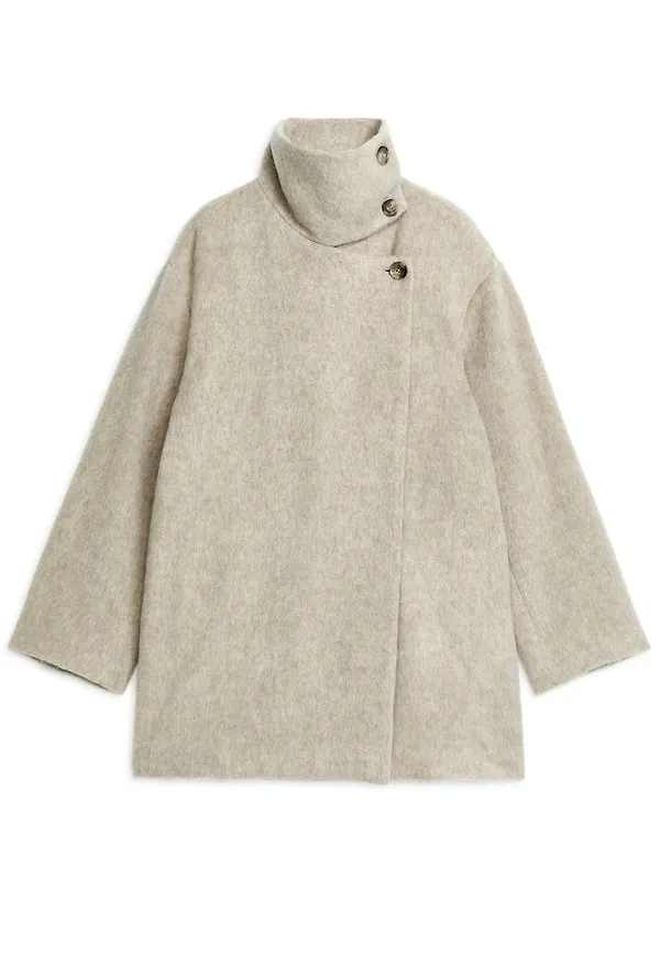 Stand Collar Coat - Beige
