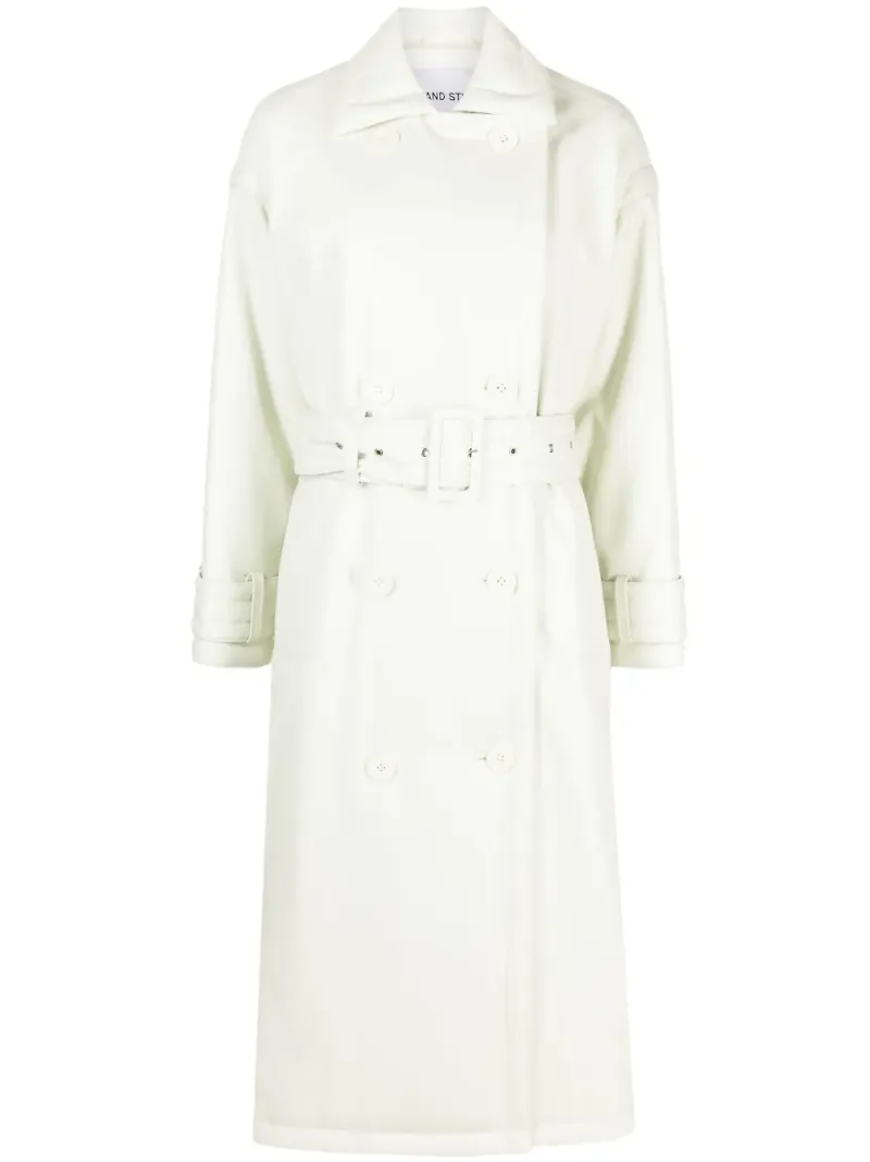 STAND STUDIO Emily dubbelknäppt trenchcoat med bälte - Grön