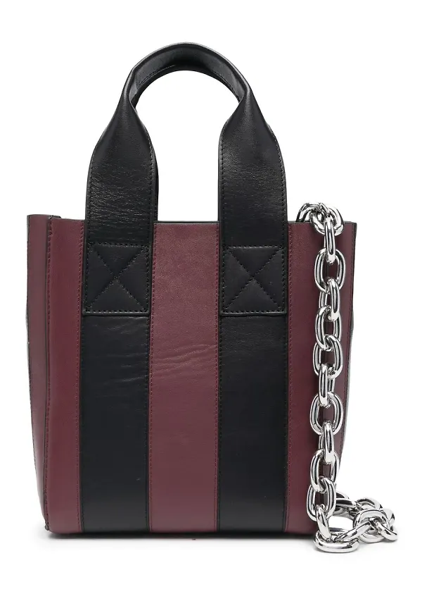 STAND STUDIO randig totebag i skinn - Svart