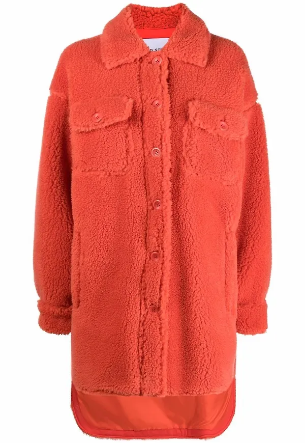 STAND STUDIO Sabi skjortjacka i fleece - Orange