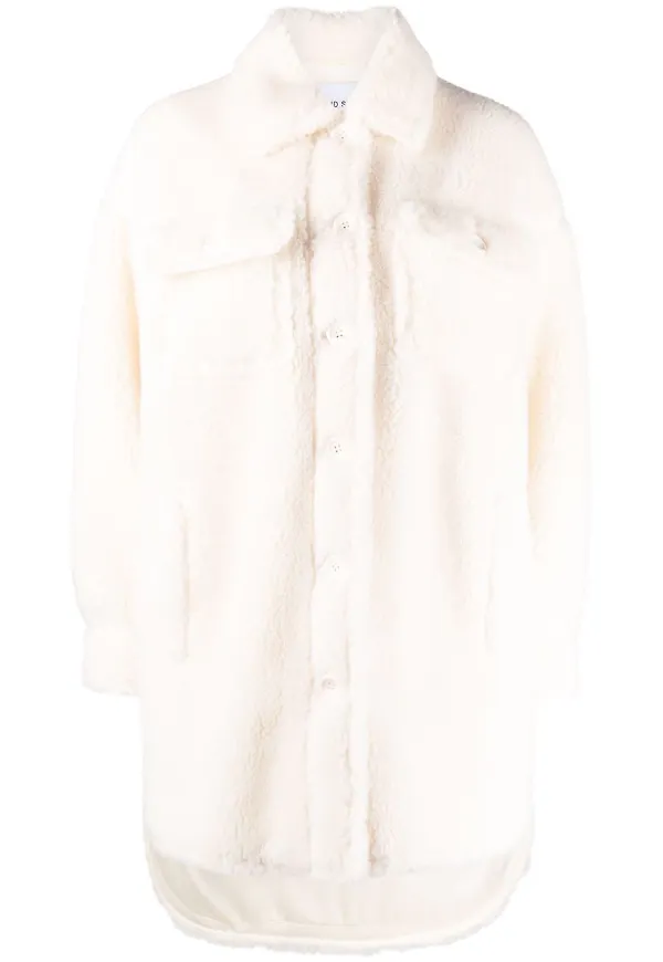 STAND STUDIO Sabi skjortkappa i fleece - Vit