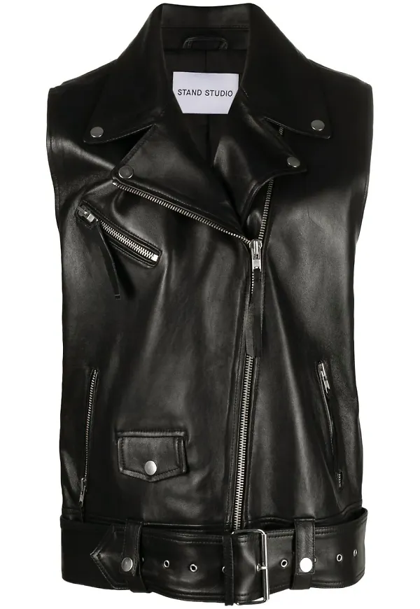 STAND STUDIO sleeveless biker jacket - Svart