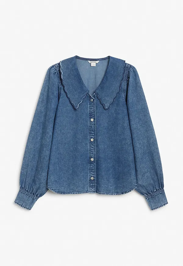 Statement collar denim shirt - Blue