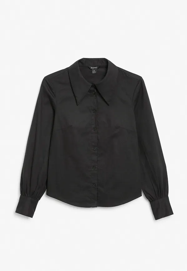 Statement collar shirt blouse - Black