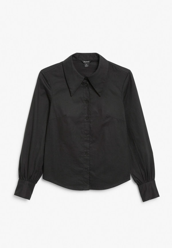 Statement collar shirt blouse - Black