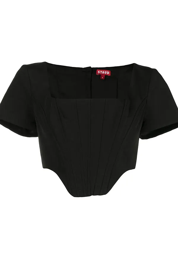 STAUD croptop med fyrkantig ringning - Svart