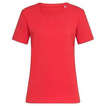 Stedman Claire Relaxed Women Crew Neck Röd ringspunnen bomull Large Dam