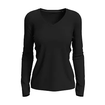 Stedman Claire V-neck Long Sleeve Svart ringspunnen bomull Large Dam