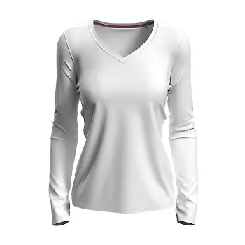 Stedman Claire V-neck Long Sleeve Vit ringspunnen bomull Large Dam