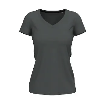 Stedman Claire V-neck Mörkgrå ringspunnen bomull X-Small Dam