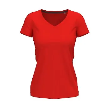 Stedman Claire V-neck Röd ringspunnen bomull X-Small Dam