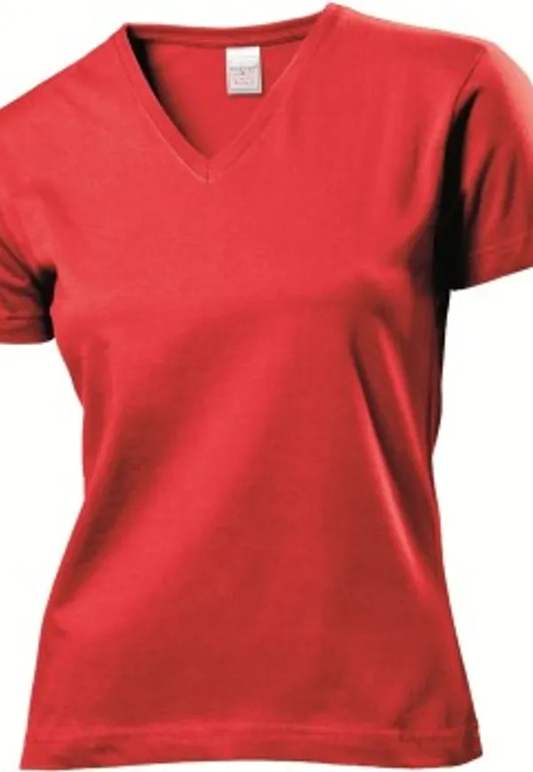 Stedman Classic V-Neck Women T-shirt Röd bomull X-Large Dam