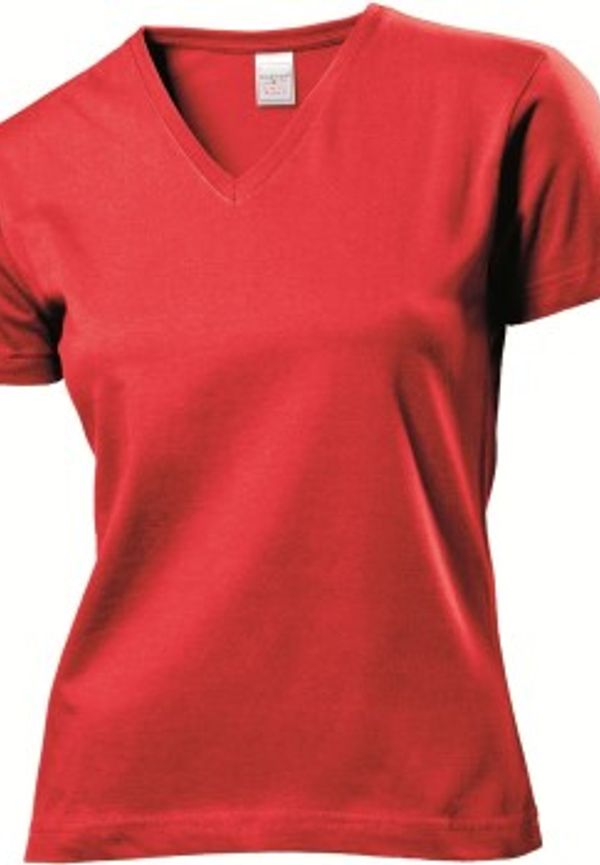 Stedman Classic V-Neck Women T-shirt Röd bomull X-Large Dam