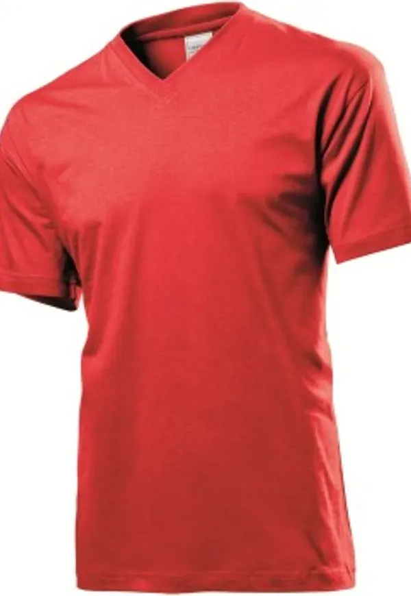 Stedman Classic V-Neck Men T-shirt Röd bomull Small Herr
