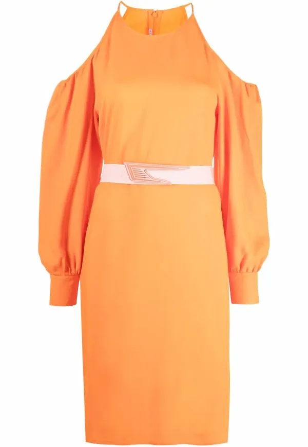 Stella McCartney baraxlad midiklänning - Orange