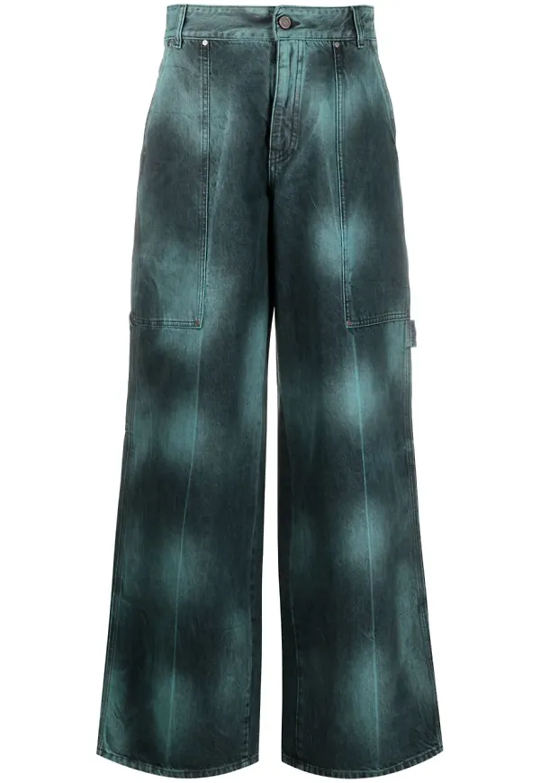 Stella McCartney batikmönstrade wide leg-jeans - Blå