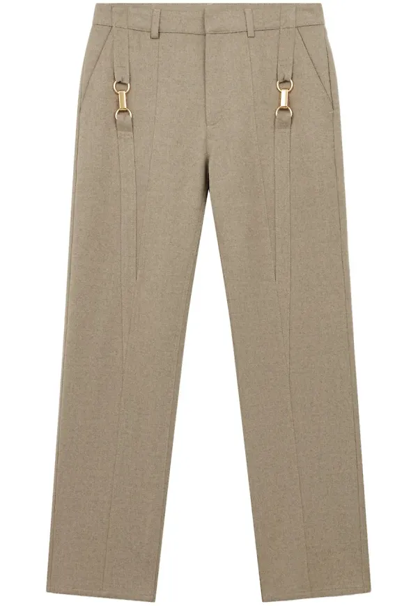 Stella McCartney flanellbyxor med metalldetalj - Neutral