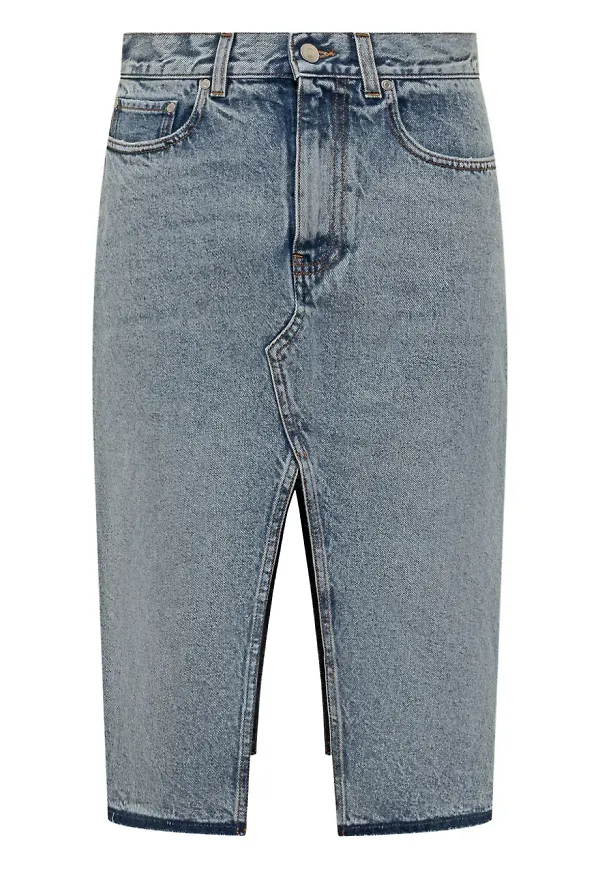 Stella McCartney jeanskjol med delad detalj - Blå