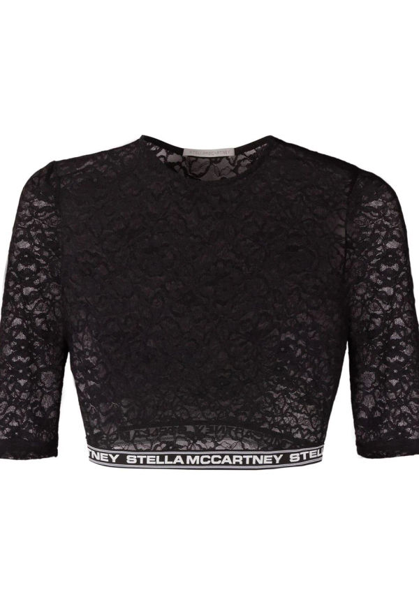 Stella McCartney spetstopp med logotypkant - Svart