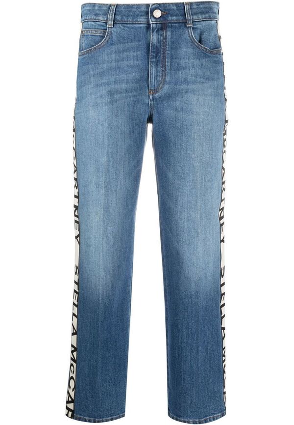 Stella McCartney straight-jeans med logotyprand - Blå