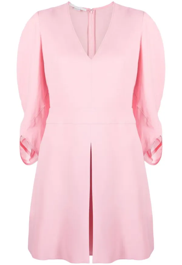 Stella McCartney v-ringad plisserad klänning - Rosa