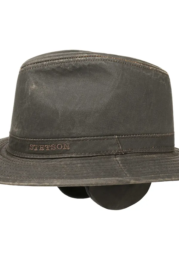 Stetson Cotton Traveller With Ear Flaps Brown