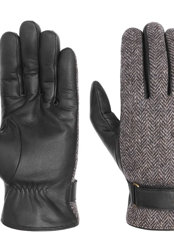 Stetson Woolrich Leather Gloves Black