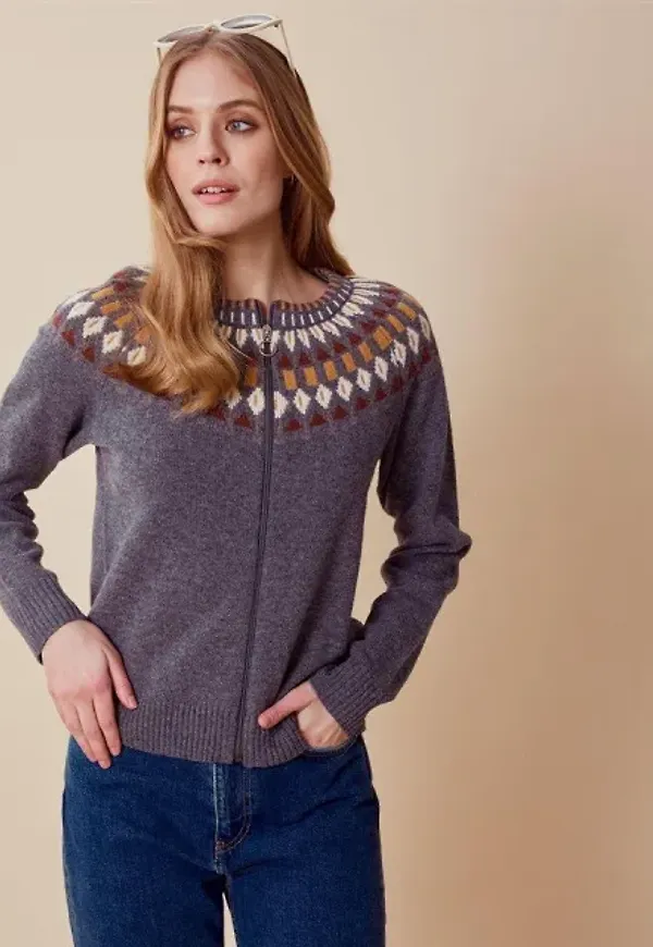 Stickad Cardigan I Lammull - Michelle Grey