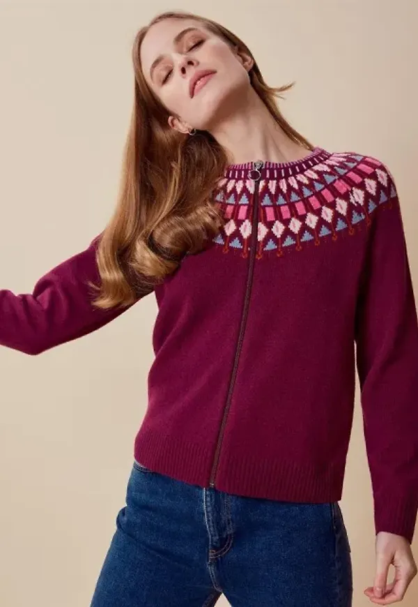Stickad Cardigan I Lammull - Michelle Wine
