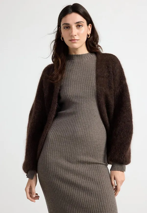 Stickad cardigan i mohairblandning