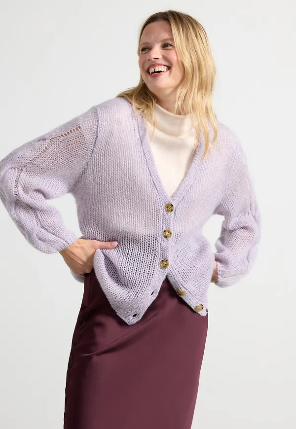 Stickad cardigan i ullblandning
