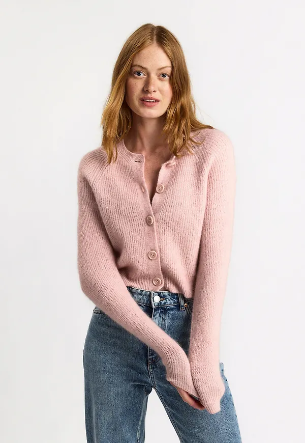 Stickad cardigan i ullblandning